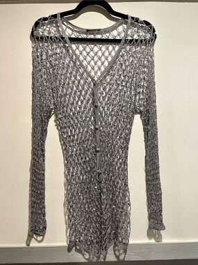 Fairycore Metallic Geometric Knit Cardigan w/ sequins